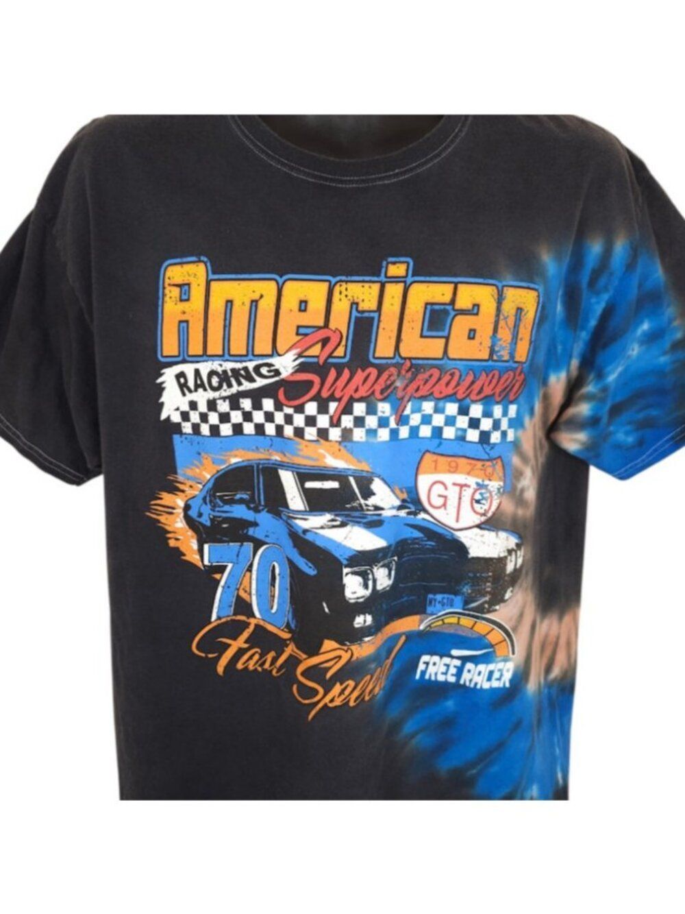 American Racing Superpower T Shirt Mens Size Large Black Tie Dye Fast Speed